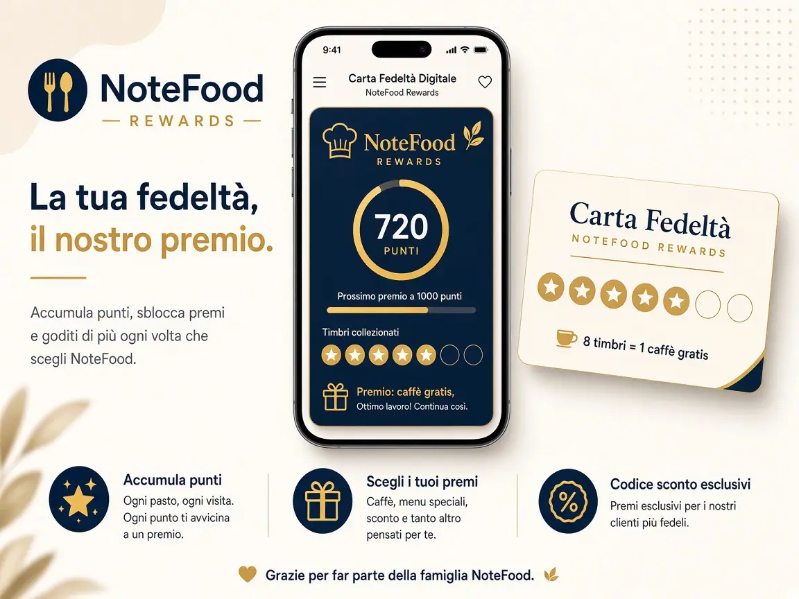 Carta fedeltà digitale NoteFood con punti e premi